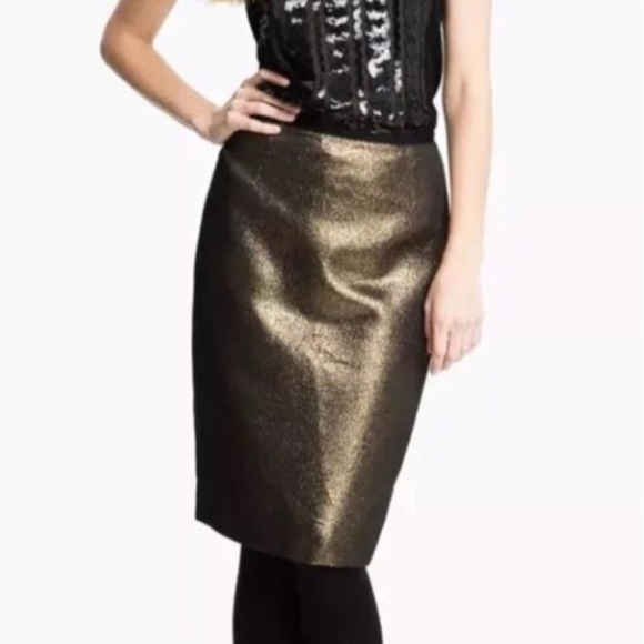 Tory Burch Dresses & Skirts - Tory Burch Gold Shimmer Pencil Skirt Sz 12